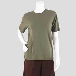 Vintage Basic Editions Army Green Solid T-shirt Women's Small